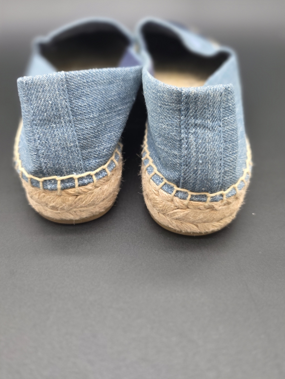 Tory Burch Benton Slip-On Platform Espadrilles in denim logo-embroidered Sz7 - Picture 4 of 7